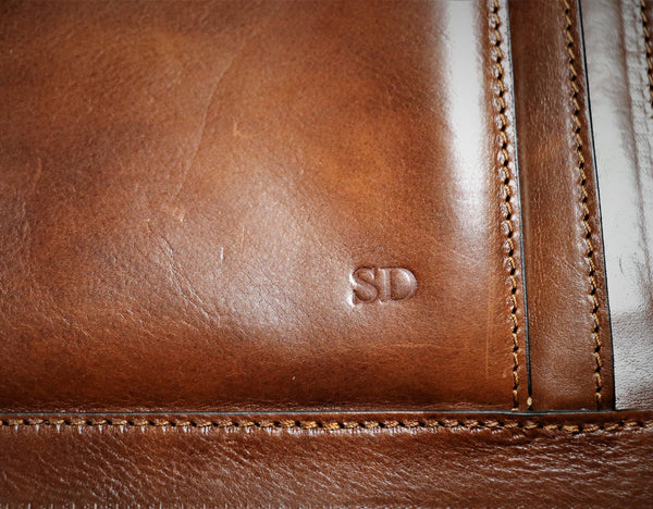 Custom Engraving on leather bag